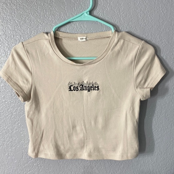 Garage Beige Los Angeles Crop Top - Picture 1 of 9